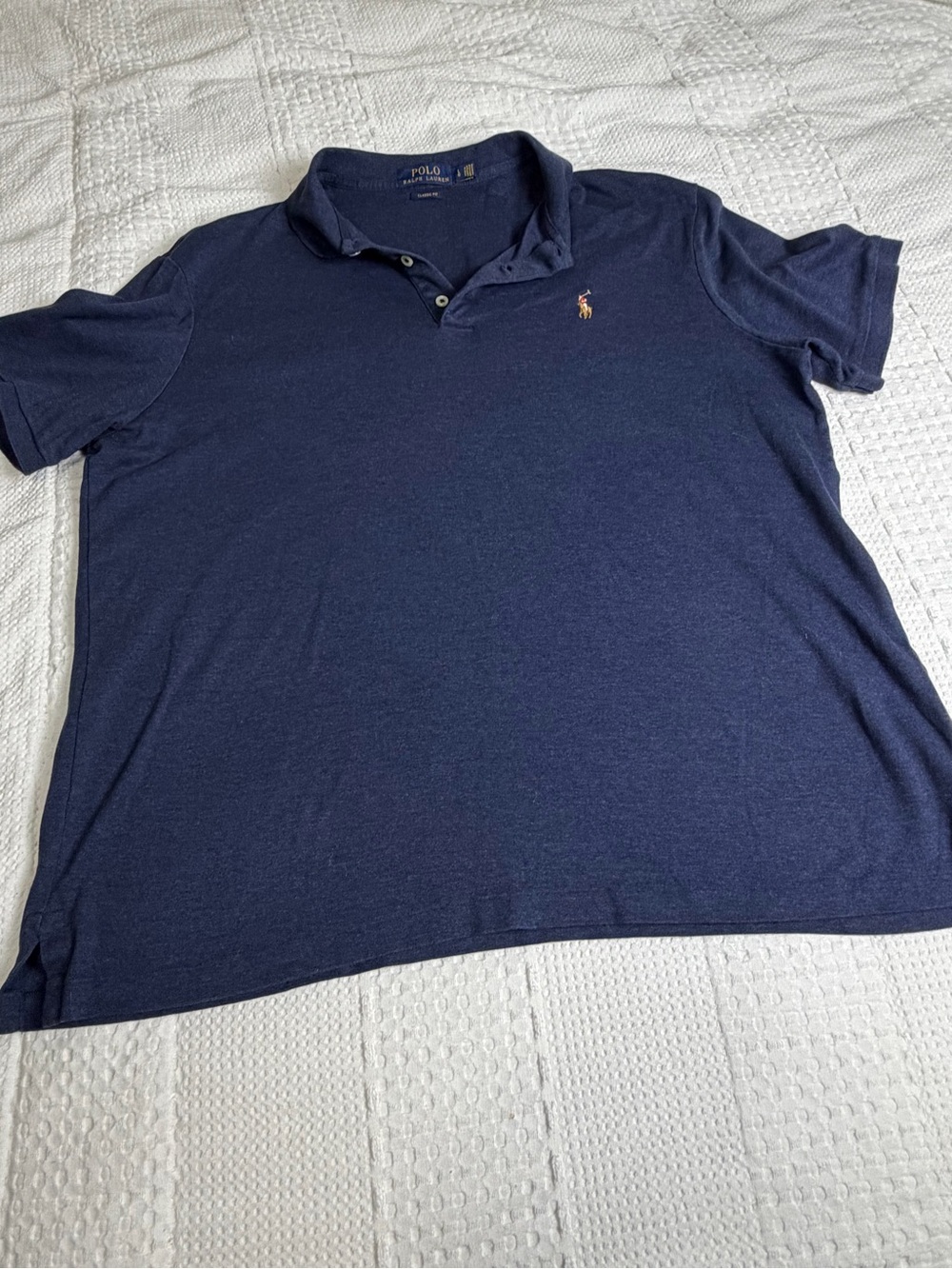 Polo Ralph Lauren Custom Fit Cotton Mesh Polo Shirt Blue large
